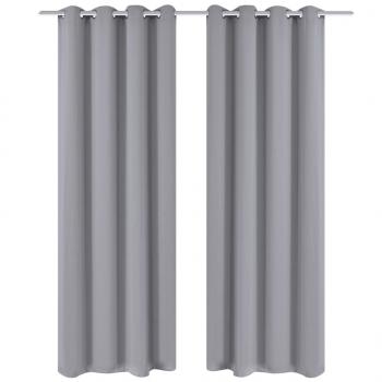 ARDEBO.de - Verdunkelungs-Vorhänge mit Metallringen 135 x 245 cm Grau blackout