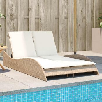 ARDEBO.de - Sonnenliege mit Auflagen Beige 114x205x73 cm Poly Rattan