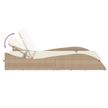 Sonnenliege mit Auflagen Beige 114x205x73 cm Poly Rattan