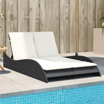 ARDEBO.de - Sonnenliege mit Auflagen Schwarz 114x205x73 cm Poly Rattan