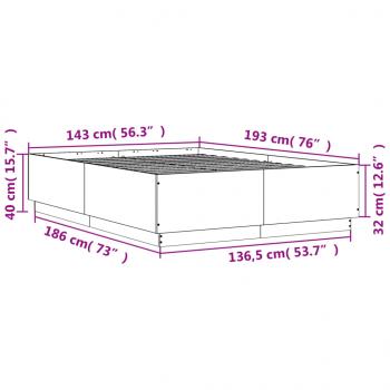 Bettgestell Braun Eichen-Optik 140x190 cm Holzwerkstoff