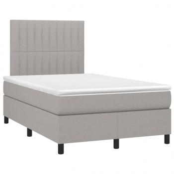 Boxspringbett mit Matratze & LED Hellgrau 120x190 cm Stoff