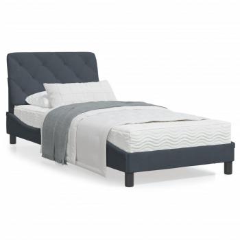 ARDEBO.de - Bett mit Matratze Dunkelgrau 80x200 cm Samt