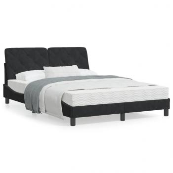 ARDEBO.de - Bett mit Matratze Schwarz 140x190 cm Samt