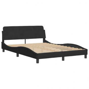 Bett mit Matratze Schwarz 140x190 cm Samt