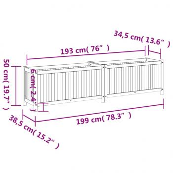 Pflanzkübel mit Einlage 199x38,5x50 cm Massivholz Akazie