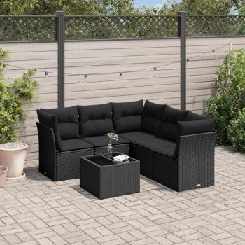 ARDEBO.de - 6-tlg. Garten-Sofagarnitur mit Kissen Schwarz Poly Rattan