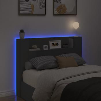 LED-Kopfteil mit Ablagen Schwarz 140x16,5x103,5 cm