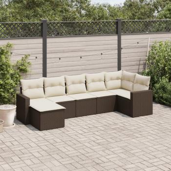 ARDEBO.de - 7-tlg. Garten-Sofagarnitur mit Kissen Braun Poly Rattan