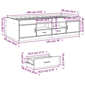 Tagesbett Schubladen Braun Eiche-Optik 90x190 cm Holzwerkstoff