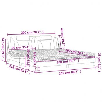 Bett mit Matratze Schwarz 200x200 cm Kunstleder