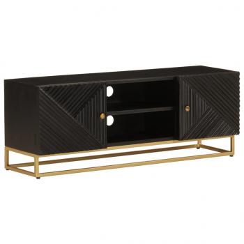 ARDEBO.de - TV-Schrank Schwarz 110x30x40 cm Massivholz Mango und Eisen