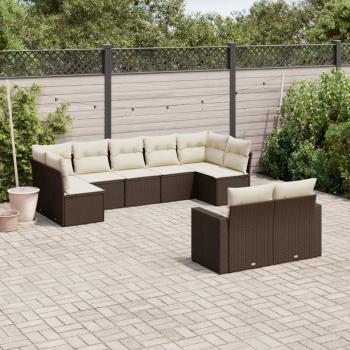 ARDEBO.de - 9-tlg. Garten-Sofagarnitur mit Kissen Braun Poly Rattan