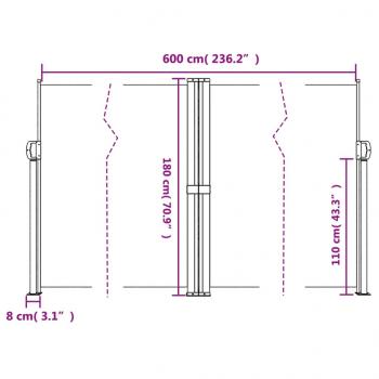 Seitenmarkise Ausziehbar Braun 180x600 cm