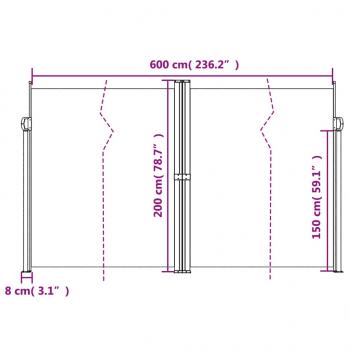 Seitenmarkise Ausziehbar Braun 200x600 cm