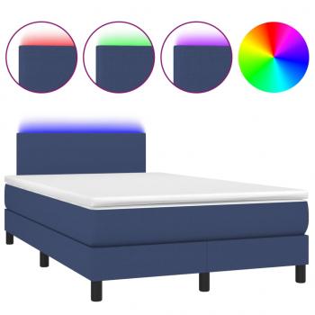 Boxspringbett mit Matratze & LED Blau 120x190 cm Stoff