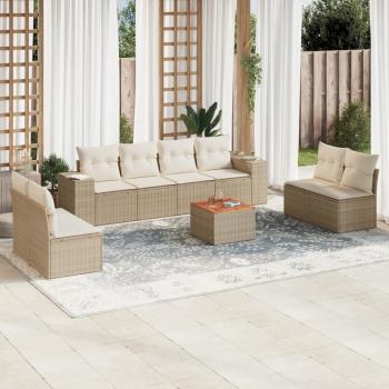 ARDEBO.de - 9-tlg. Garten-Sofagarnitur mit Kissen Beige Poly Rattan