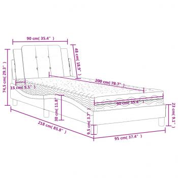 Bett mit Matratze Grau 90x200 cm Kunstleder