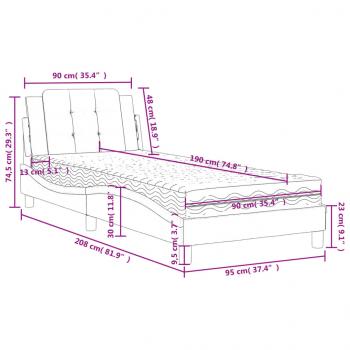 Bett mit Matratze Grau 90x190 cm Kunstleder