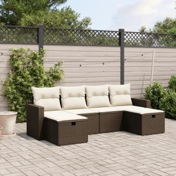 ARDEBO.de - 6-tlg. Garten-Sofagarnitur mit Kissen Braun Poly Rattan