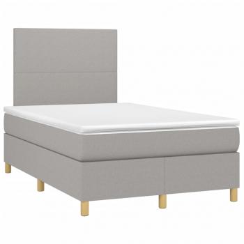 Boxspringbett mit Matratze & LED Hellgrau 120x190 cm Stoff