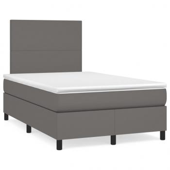 ARDEBO.de - Boxspringbett mit Matratze & LED Grau 120x190 cm Kunstleder