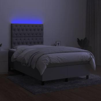 Boxspringbett mit Matratze & LED Hellgrau 120x190 cm Stoff