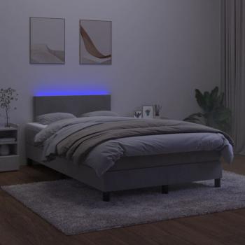 Boxspringbett mit Matratze & LED Hellgrau 120x190 cm Samt