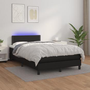 Boxspringbett mit Matratze & LED Schwarz 120x190 cm Kunstleder