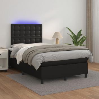 Boxspringbett mit Matratze & LED Schwarz 120x190 cm Kunstleder