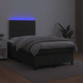 Boxspringbett mit Matratze & LED Schwarz 120x190 cm Kunstleder