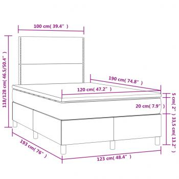 Boxspringbett mit Matratze & LED Dunkelblau 120x190 cm Samt