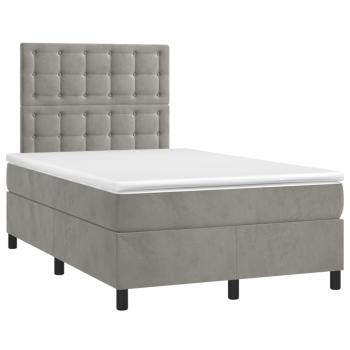 Boxspringbett mit Matratze & LED Hellgrau 120x190 cm Samt