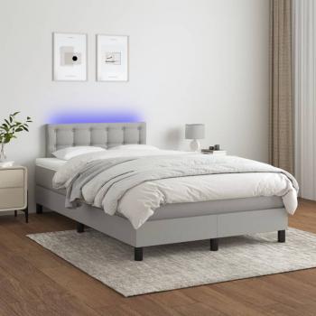 Boxspringbett mit Matratze & LED Hellgrau 120x190 cm Stoff