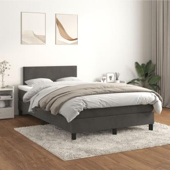 Boxspringbett mit Matratze Dunkelgrau 120x190 cm Samt