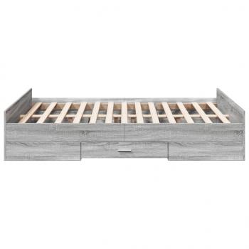 Bettgestell mit Schubladen Grau Sonoma 135x190 cm Holzwerkstoff