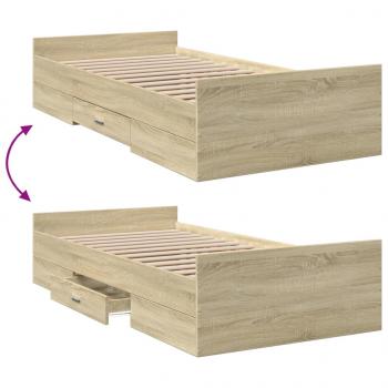 Bettgestell mit Schubladen Sonoma-Eiche 90x190 cm Holzwerkstoff