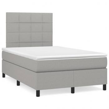 ARDEBO.de - Boxspringbett mit Matratze & LED Hellgrau 120x190 cm Stoff