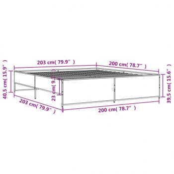 Bettgestell Räuchereiche 200x200 cm Holzwerkstoff und Metall