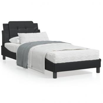 ARDEBO.de - Bett mit Matratze Schwarz 90x190 cm Kunstleder