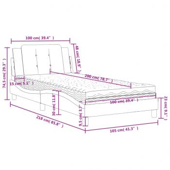 Bett mit Matratze Weiß 100x200 cm Kunstleder