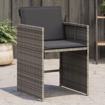 ARDEBO.de - Gartenstühle mit Kissen 4 Stk. Grau Poly Rattan