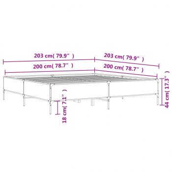 Bettgestell Sonoma-Eiche 200x200 cm Holzwerkstoff und Metall