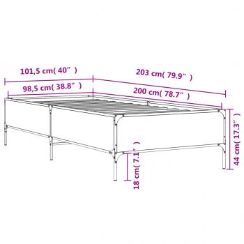 Bettgestell Sonoma-Eiche 100x200 cm Holzwerkstoff und Metall