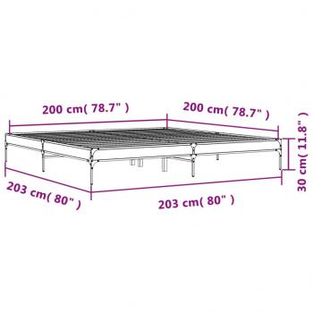 Bettgestell Sonoma-Eiche 200x200 cm Holzwerkstoff und Metall