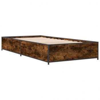 Bettgestell Räuchereiche 90x190 cm Holzwerkstoff und Metall