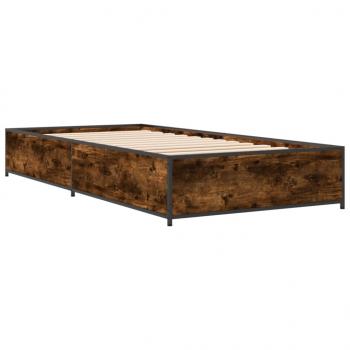 Bettgestell Räuchereiche 90x200 cm Holzwerkstoff und Metall