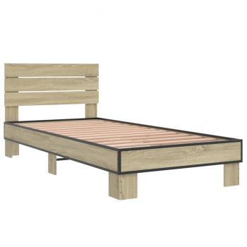 Bettgestell Sonoma-Eiche 100x200 cm Holzwerkstoff und Metall