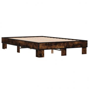 Bettgestell Räuchereiche 135x190 cm Holzwerkstoff und Metall