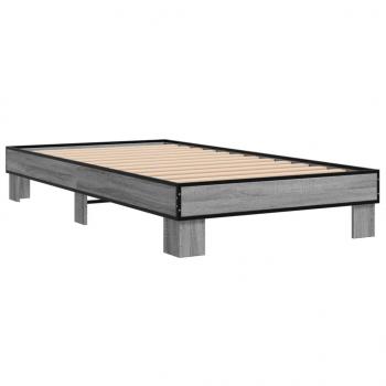 Bettgestell Grau Sonoma 75x190 cm Holzwerkstoff und Metall